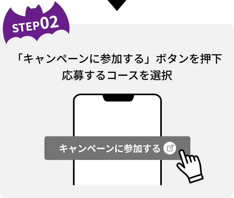 STEP02 「キャンペーンに参加する」ボタンを押下、応募するコースを選択